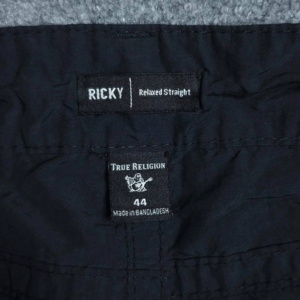 True Religion Big T Ricky Swim Board Shorts Mens 44 Black Relaxed Straight Surf